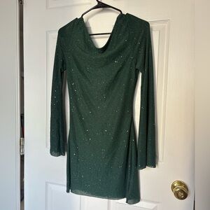 XS Sparkly Green Low Back SHEIN Dress